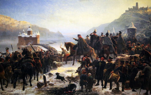 Crossing the Rhine Field Marshal v. Blücher near Kaub am Rhein New Year 1814